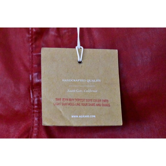 AG Adriano Goldschmied Legging 24 Super Skinny Coated Leatherette Ankle Jean Red - Picture 8 of 14